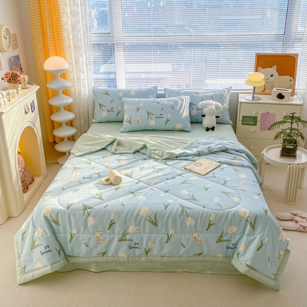 91家纺网 家纺一手货源 找家纺 （总）一加一 2025新款全棉印花新疆棉花夏被四件套