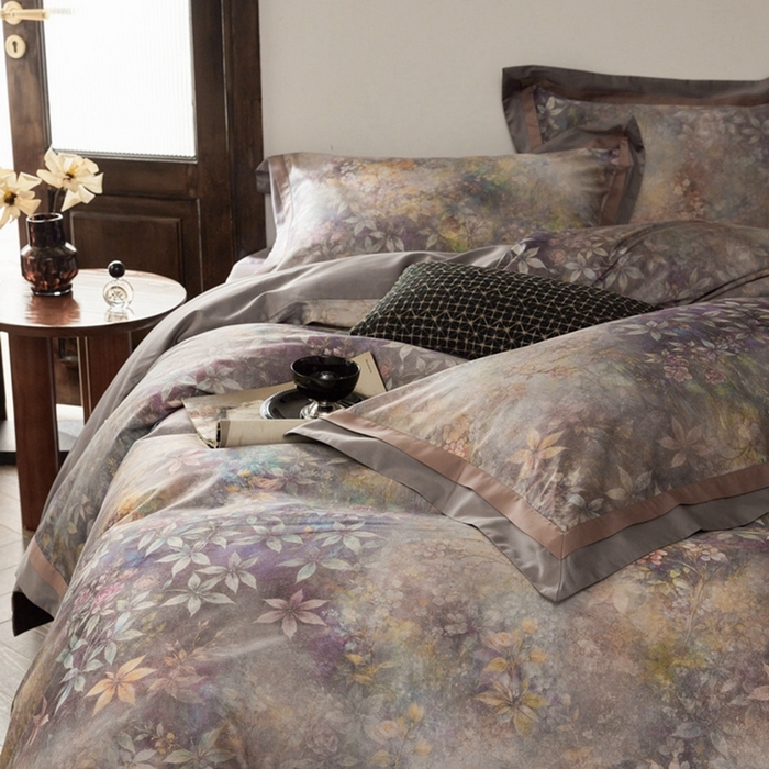 91家纺网 家纺一手货源 找家纺 由丽家纺 2025新款数码印花四件套 慕香-紫