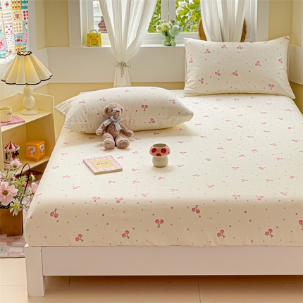 名兮家居 2025新款全棉双层纱床笠 双层纱-小樱桃