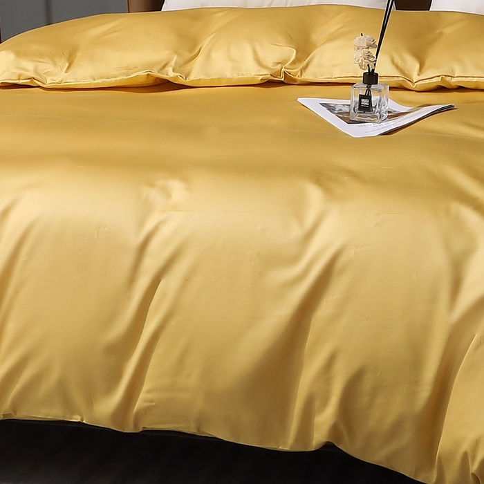 91家纺网 家纺一手货源 找家纺 晶缦家纺 2025新款全棉纯棉50支双股贡缎长绒棉纯色多规格四件套 绮芸-玉米黄