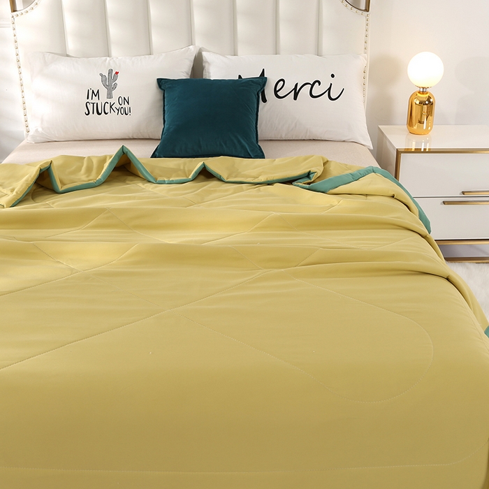 91家纺网 家纺一手货源 找家纺 圣尔雅家纺 2025新款艾草驱蚊抗菌夏凉被子被芯 姜黄