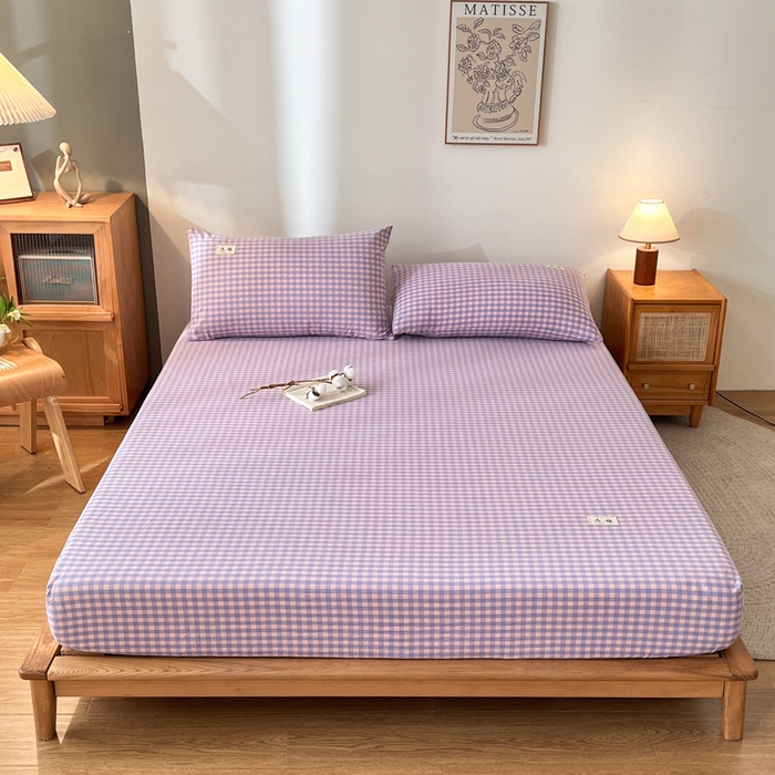 91家纺网 家纺一手货源 找家纺 21度C 2025新款A类全棉母婴级四件套单品系列-单床笠 梦幻紫