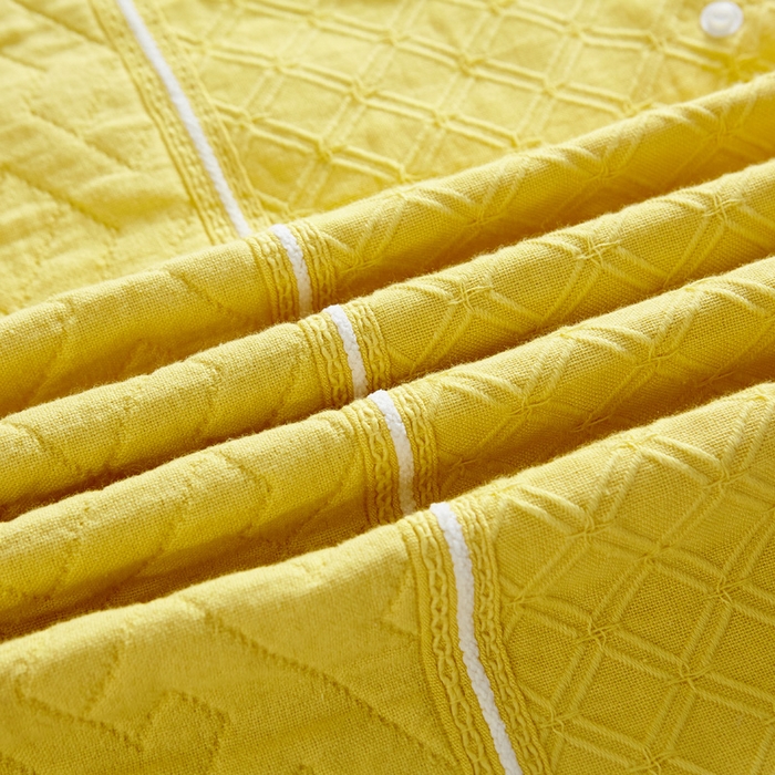 91家纺网 家纺一手货源 找家纺 朴尔家纺-毛巾被 2025新款纱布毛巾绣花素色半包枕套枕巾系列 绣花半包枕套-明黄