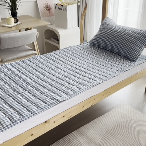 91家纺网 家纺一手货源 找家纺 恋绒家纺 无印风高低床学生床褥水洗棉宿舍上下铺软床垫 蓝小格