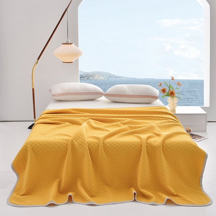米奈家居 2025全棉针织棉提花多功能盖毯 柠檬黄