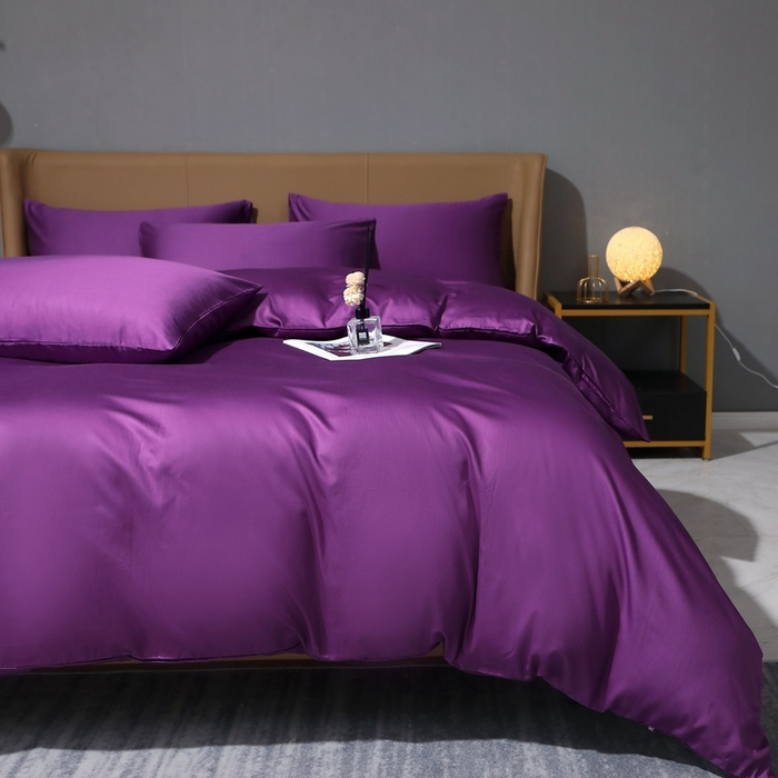 91家纺网 家纺一手货源 找家纺 晶缦家纺 2025新款全棉纯棉50支双股贡缎长绒棉纯色多规格四件套 绮芸-罗兰紫
