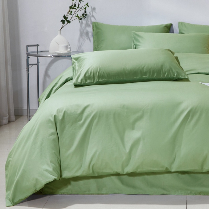 91家纺网 家纺一手货源 找家纺 晶缦家纺 2025新款喷气全棉13376纯棉斜纹纯色多规格四件套-沐兰 沐兰-抹茶绿