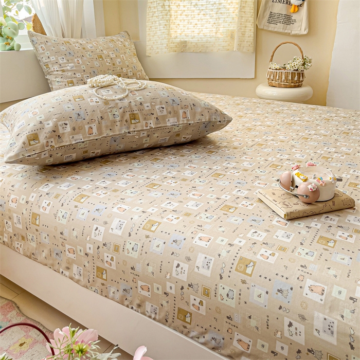 91家纺网 家纺一手货源 找家纺 名兮家居 2025新款全棉双层纱床笠 双层纱-波波乐园