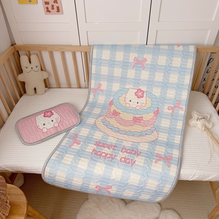 91家纺网 家纺一手货源 找家纺 美乐迪家纺 2025新款儿童乳胶凉席 蛋糕猫咪