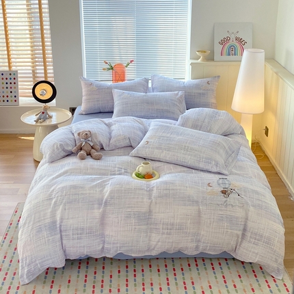 于果 2025款全棉双层纱印加绣四件套 快乐伙伴