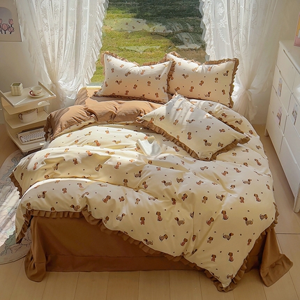 91家纺网 家纺一手货源 找家纺 （总）欧尚 2025新款针织棉双层纱四件套