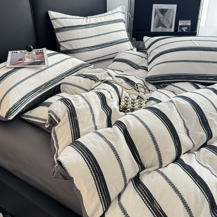 91家纺网 家纺一手货源 找家纺 简宜家居（朝初家纺） 2025新款40支全棉提花四件套（简川-星辰系列） 简川-乳白