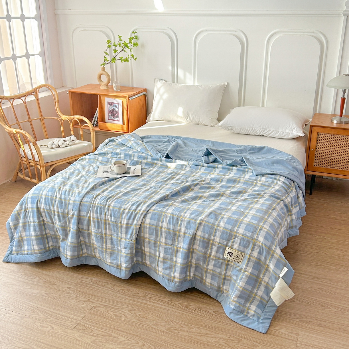 91家纺网 家纺一手货源 找家纺 佰丝居 2025新款A类水洗棉夏被100%新疆棉花被空调被夏凉被 莫妮卡