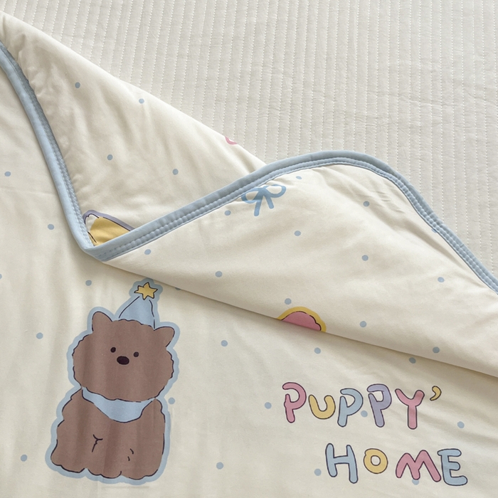 91家纺网 家纺一手货源 找家纺 桃子家居  2025新款A类高品质牛奶针织棉软糯大豆夏被 针织棉-欢乐颂