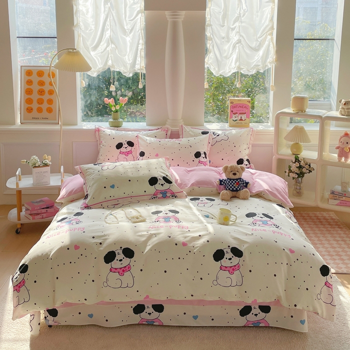 91家纺网 家纺一手货源 找家纺 铭博家纺 2025新款直播爆款100%全棉吊边一字绣工艺款13070印花全棉四件套 罗纳星河