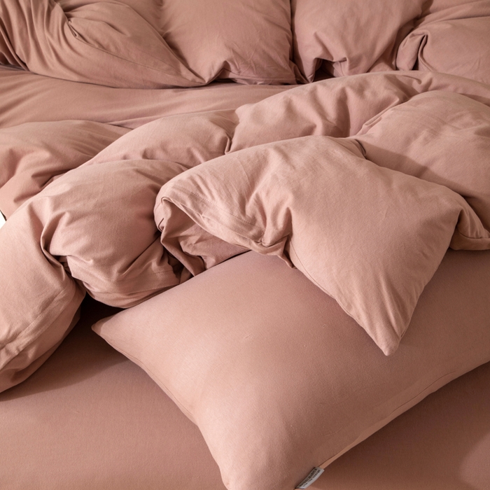 91家纺网 家纺一手货源 找家纺 梦可莱家居 2025春夏新品全棉针织棉纯色系列 树莓粉