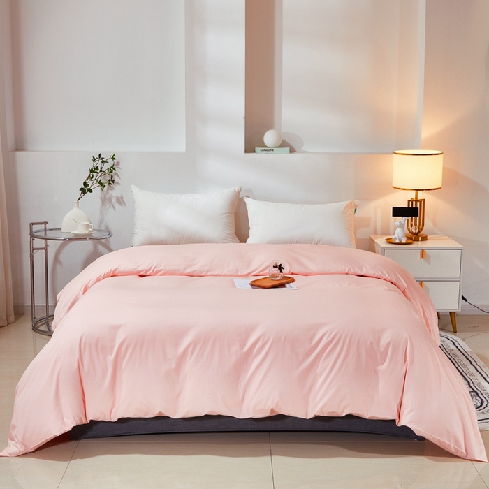 91家纺网 家纺一手货源 找家纺 晶缦家纺 2025新款喷气全棉13376纯棉斜纹纯色被套-沐兰 沐兰-粉玉