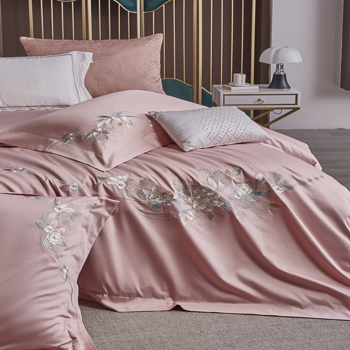 91家纺网 家纺一手货源 找家纺 爱情故事2025春夏居家新品四件套 似锦-粉