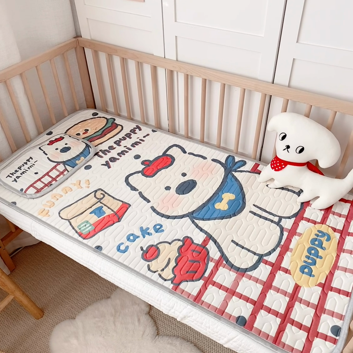 91家纺网 家纺一手货源 找家纺 美乐迪家纺 2025新款儿童乳胶凉席 高地狗