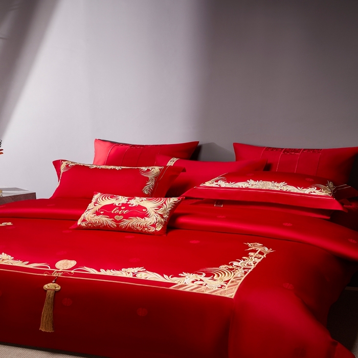 91家纺网 家纺一手货源 找家纺 爱情故事2025新款婚庆新品 锦凤流光