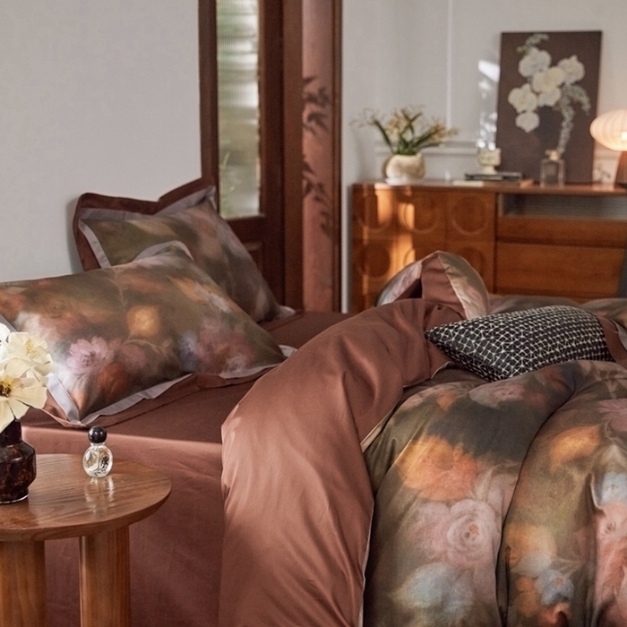 91家纺网 家纺一手货源 找家纺 由丽家纺 2025新款数码印花四件套 花黛玫