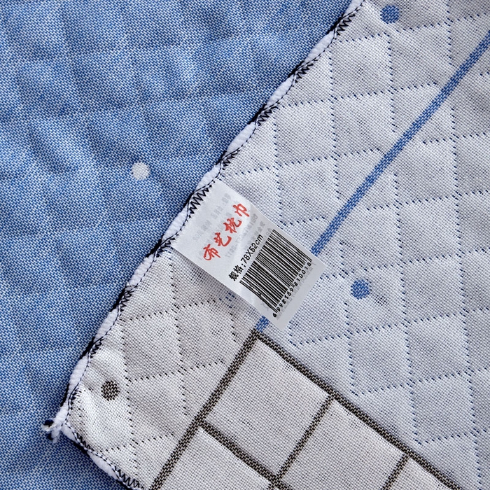 91家纺网 家纺一手货源 找家纺 朴尔家纺-毛巾被 2025新款蜂窝透气提花锁边立体枕巾 太阳花-蓝