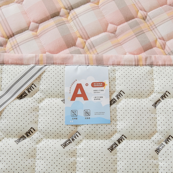 91家纺网 家纺一手货源 找家纺 恋绒家纺 2025新款无印风床褥床护垫宿舍床垫亲肤水洗棉软床垫 粉灰格