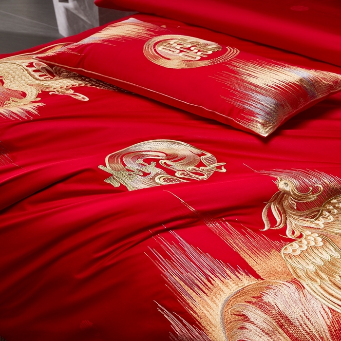 91家纺网 家纺一手货源 找家纺 爱情故事2025新款婚庆新品 龙凤呈祥2k