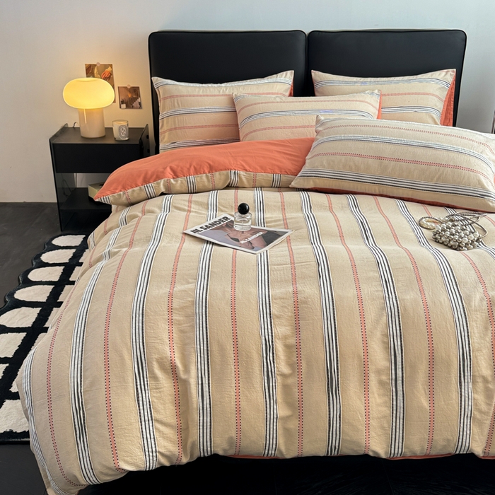 91家纺网 家纺一手货源 找家纺 简宜家居（朝初家纺） 2025新款40支全棉提花四件套（简川-星辰系列） 简川-赤丹