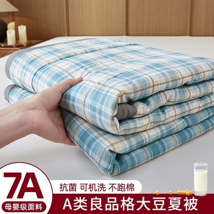 91家纺网 家纺一手货源 找家纺 欢乐季 2025新款7A抗菌良品格大豆夏被 莫妮兰