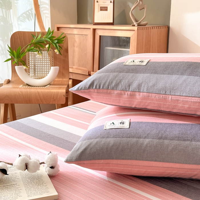 91家纺网 家纺一手货源 找家纺 21度C 2025新款A类全棉母婴级四件套单品系列-单枕套 豆蔻粉