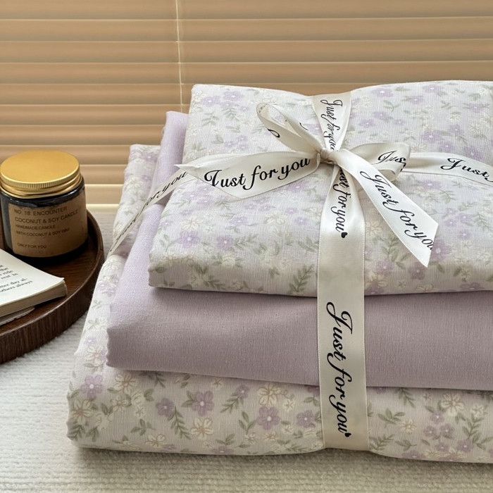 91家纺网 家纺一手货源 找家纺 典曼家纺 2025新款双层纱小清新印花四件套-叠拍 半亩花田