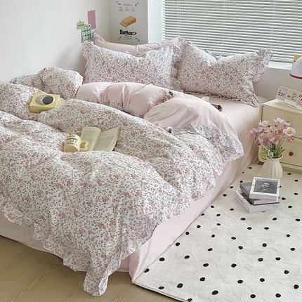 91家纺网 家纺一手货源 找家纺 （总）希丞家居 2025新款花卉泡泡纱花边四件套