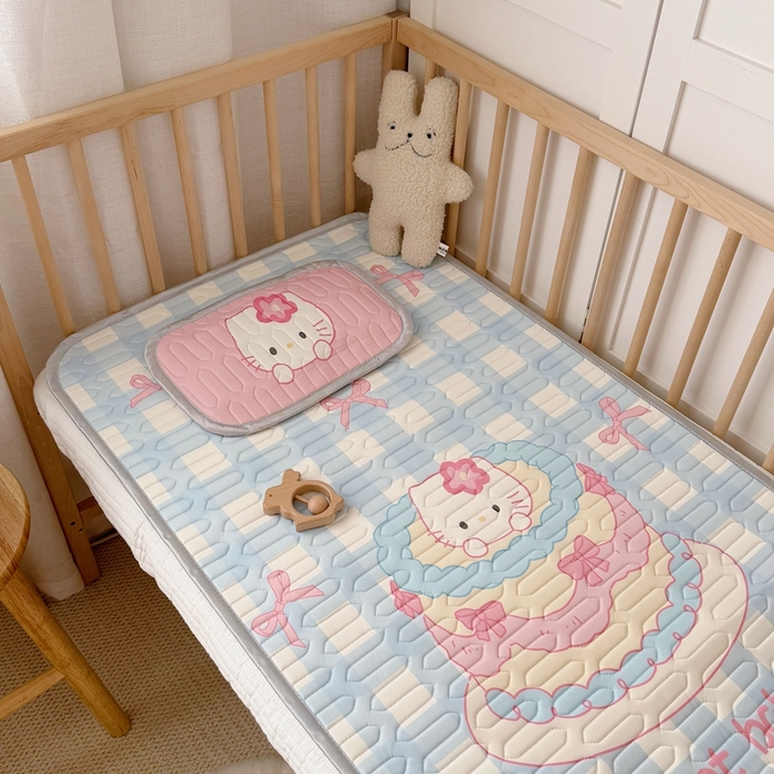 91家纺网 家纺一手货源 找家纺 美乐迪家纺 2025新款儿童乳胶凉席 蛋糕猫咪