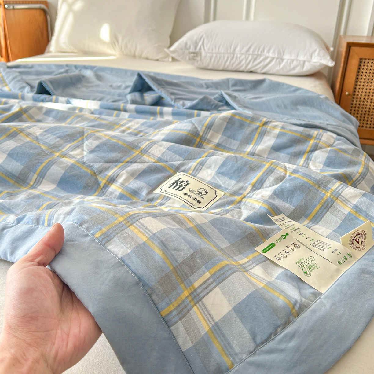 91家纺网 家纺一手货源 找家纺 佰丝居 2025新款A类水洗棉夏被100%新疆棉花被空调被夏凉被 莫妮卡