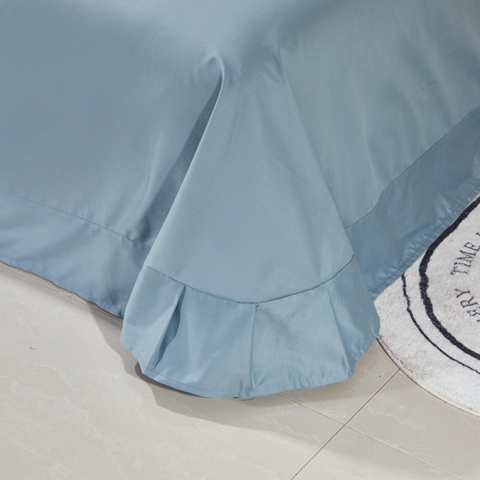 91家纺网 家纺一手货源 找家纺 晶缦家纺 2025新款喷气全棉13376纯棉斜纹纯色床单-沐兰 沐兰-雾霾蓝