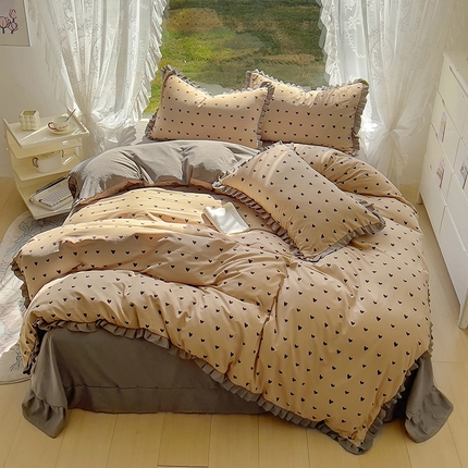 91家纺网 家纺一手货源 找家纺 （总）欧尚 2025新款针织棉双层纱四件套