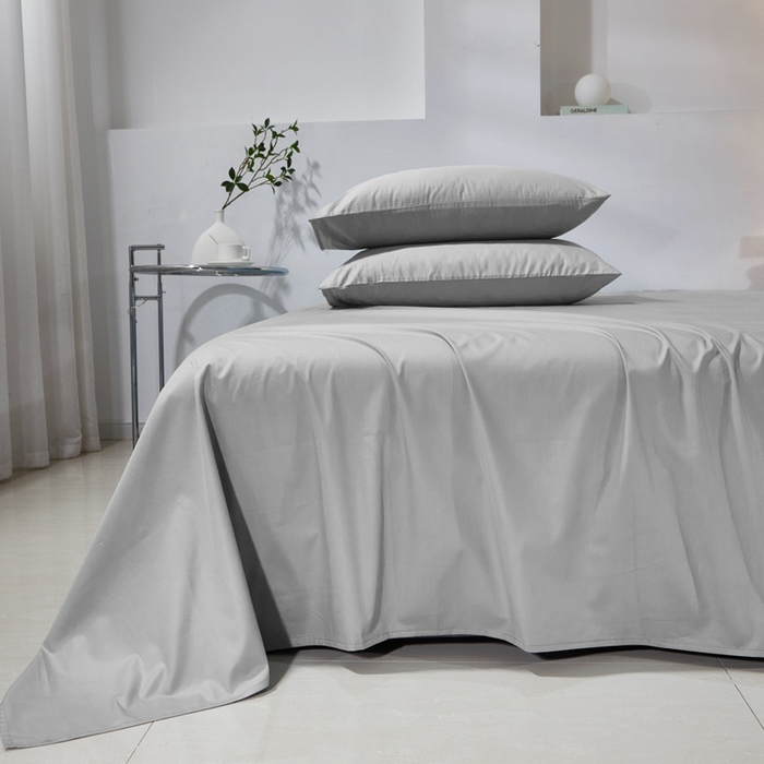 91家纺网 家纺一手货源 找家纺 晶缦家纺 2025新款喷气全棉13376纯棉斜纹纯色床单-沐兰 沐兰-典雅灰