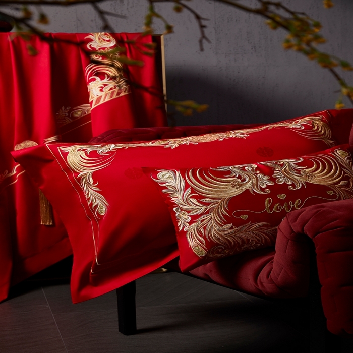 91家纺网 家纺一手货源 找家纺 爱情故事2025新款婚庆新品 锦凤流光