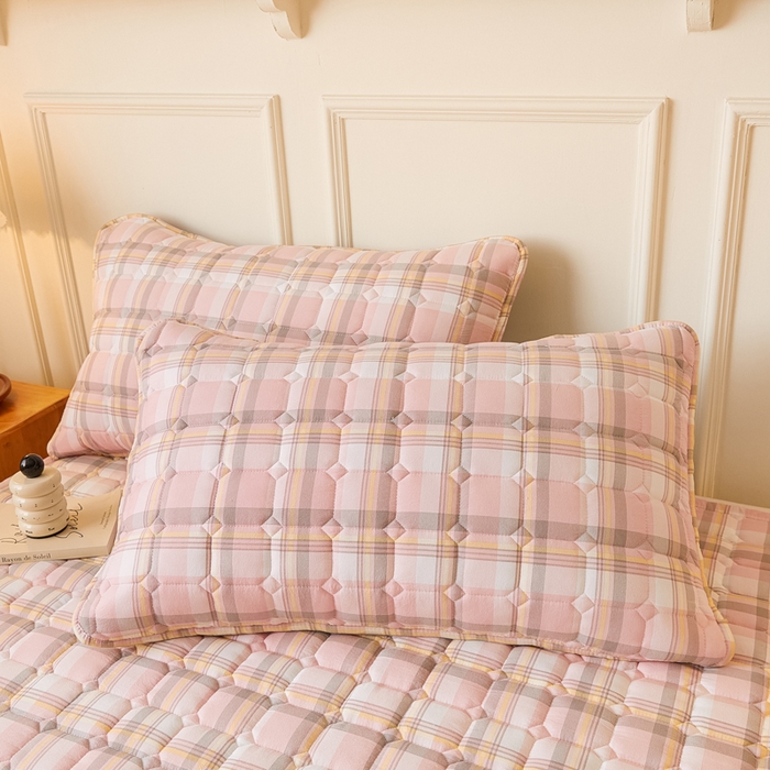 91家纺网 家纺一手货源 找家纺 恋绒家纺 2025新款无印风床褥床护垫宿舍床垫亲肤水洗棉软床垫 粉灰格