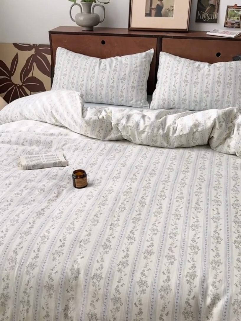 91家纺网 家纺一手货源 找家纺 典曼家纺 2025新款双层纱小清新印花四件套-床拍 浪漫邂逅