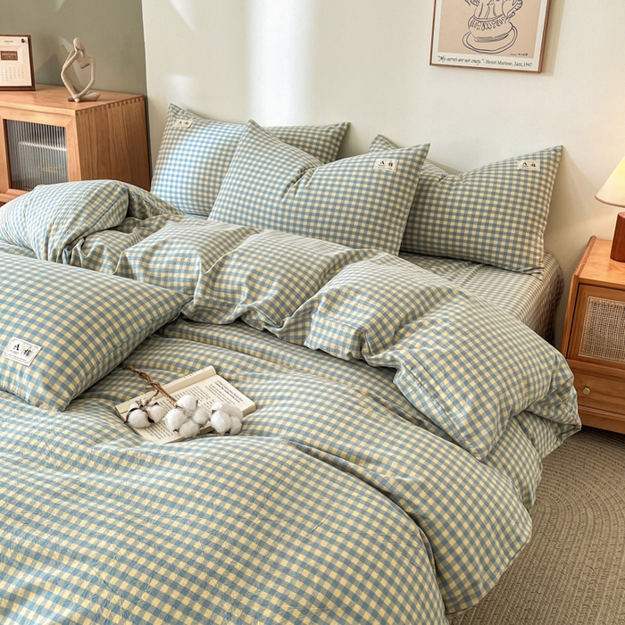 91家纺网 家纺一手货源 找家纺 21度C 2025新款A类全棉母婴级四件套单品系列-单被套 琉璃格