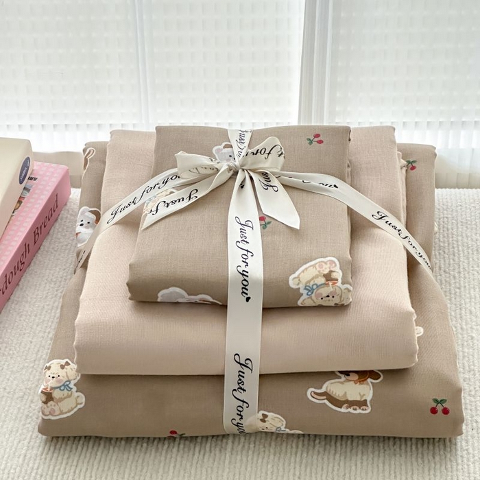 91家纺网 家纺一手货源 找家纺 2025新款双层纱印花卡通四件套-叠拍 可爱西高地