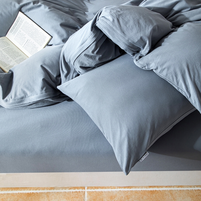 91家纺网 家纺一手货源 找家纺 梦可莱家居 2025春夏新品全棉针织棉纯色系列 蔚蓝