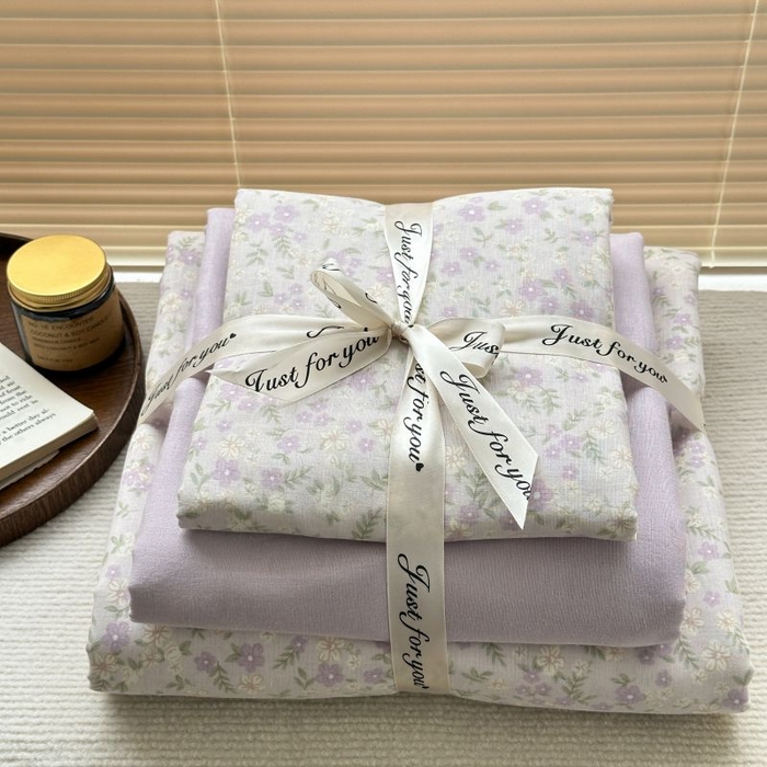 91家纺网 家纺一手货源 找家纺 典曼家纺 2025新款双层纱小清新印花四件套-叠拍 半亩花田