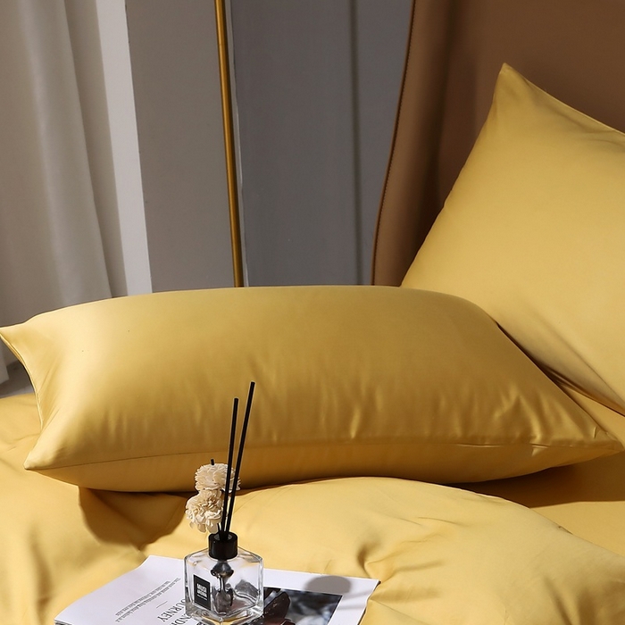 91家纺网 家纺一手货源 找家纺 晶缦家纺 2025新款全棉纯棉50支双股贡缎长绒棉纯色单品枕套 绮芸-玉米黄