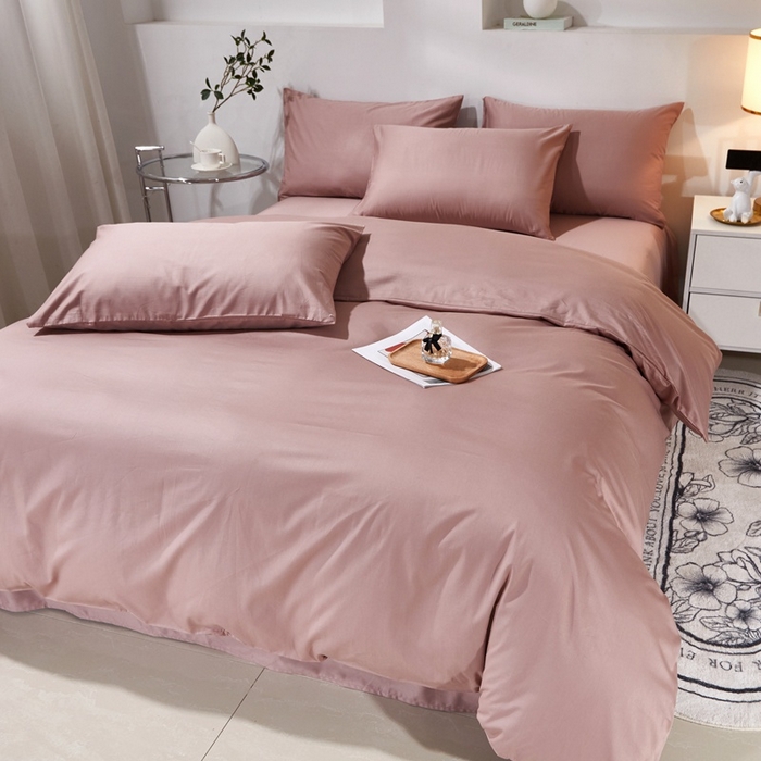 91家纺网 家纺一手货源 找家纺 晶缦家纺 2025新款喷气全棉13376纯棉斜纹纯色多规格四件套-沐兰 沐兰-奶咖