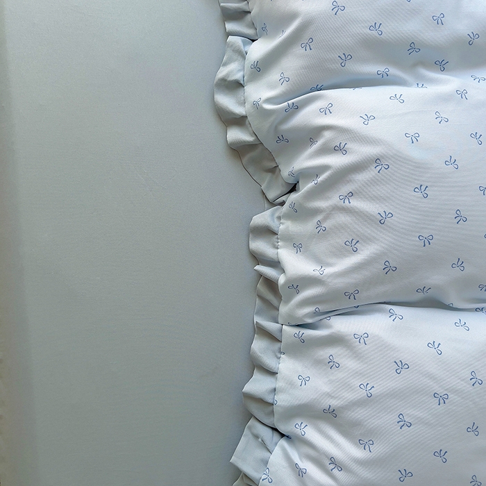 91家纺网 家纺一手货源 找家纺 欧尚 2025新款针织棉双层纱四件套 洁美蓝