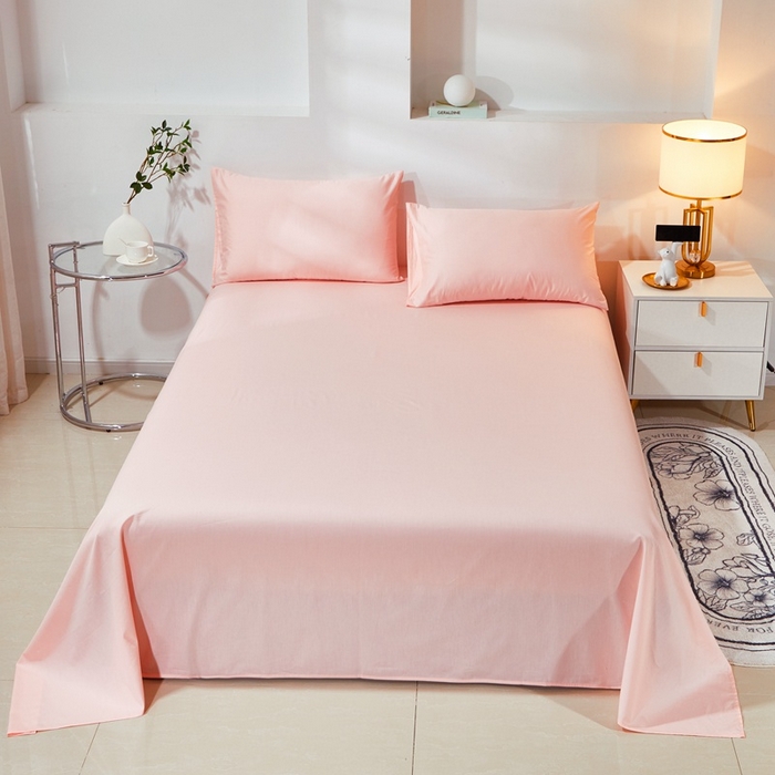 91家纺网 家纺一手货源 找家纺 晶缦家纺 2025新款喷气全棉13376纯棉斜纹纯色床单-沐兰 沐兰-粉玉