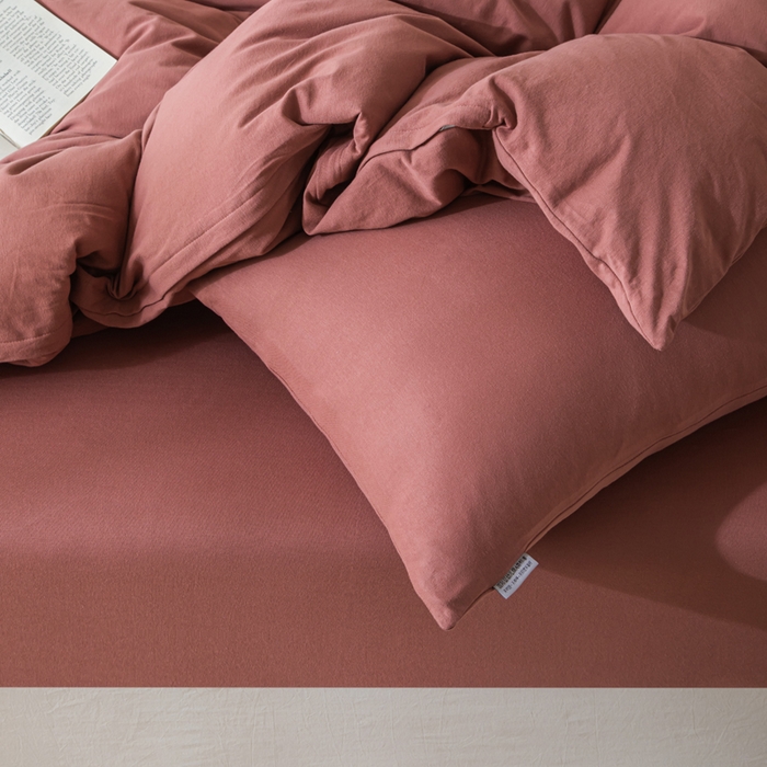 91家纺网 家纺一手货源 找家纺 梦可莱家居 2025春夏新品全棉针织棉纯色系列 胭脂